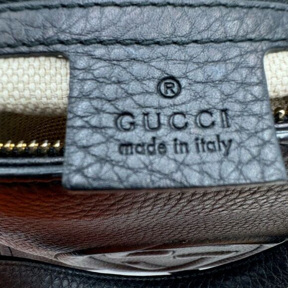 Auth Gucci Black / Brown Cherry Metallic Leather 2way SoHo Working Tote Satchel - Picture 14 of 16